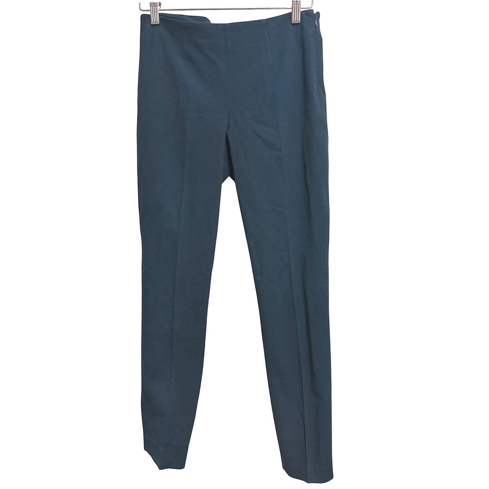 Theory Belsa 2 Scroll Office Blue Trousers Side Zip Straight Leg‎